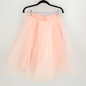 Space 46 Boutique Orange Ruffled A-Line Midi Skirt